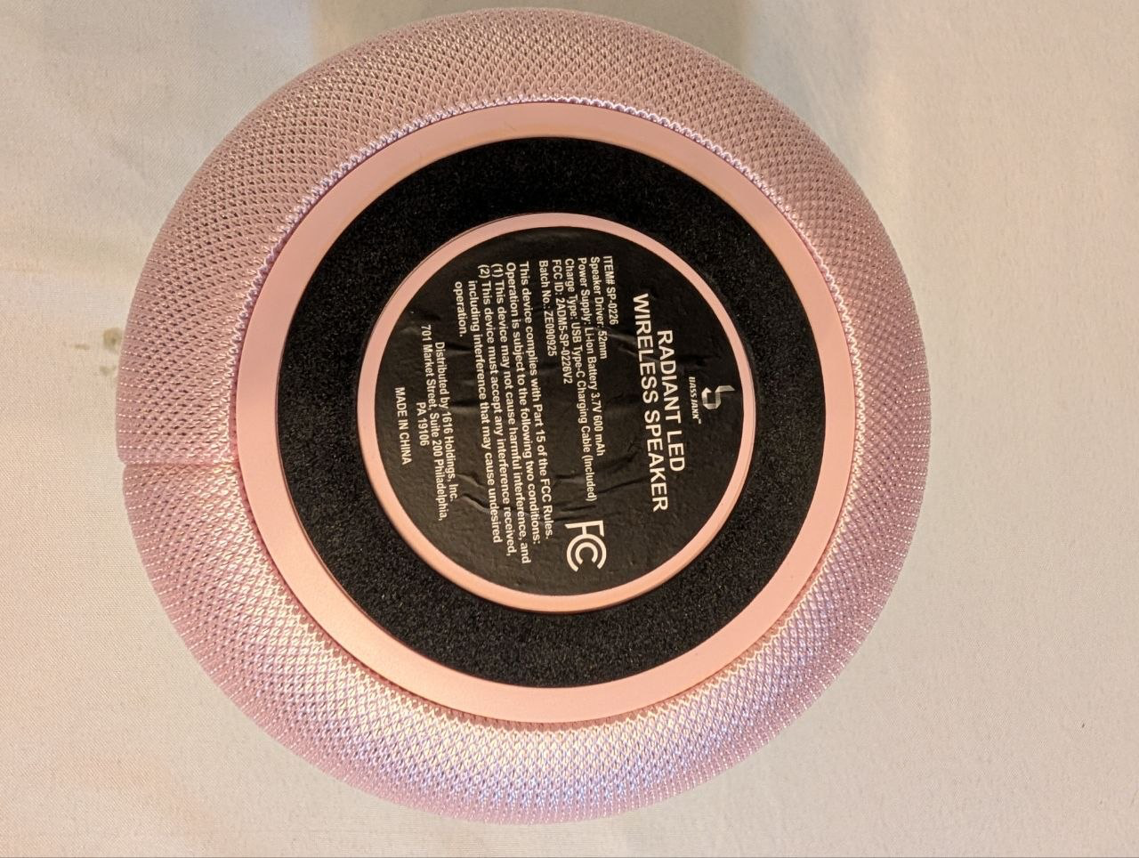 Caixa de Som Bluetooth Bass Jaxx Radiant LED Rosa (Usada)