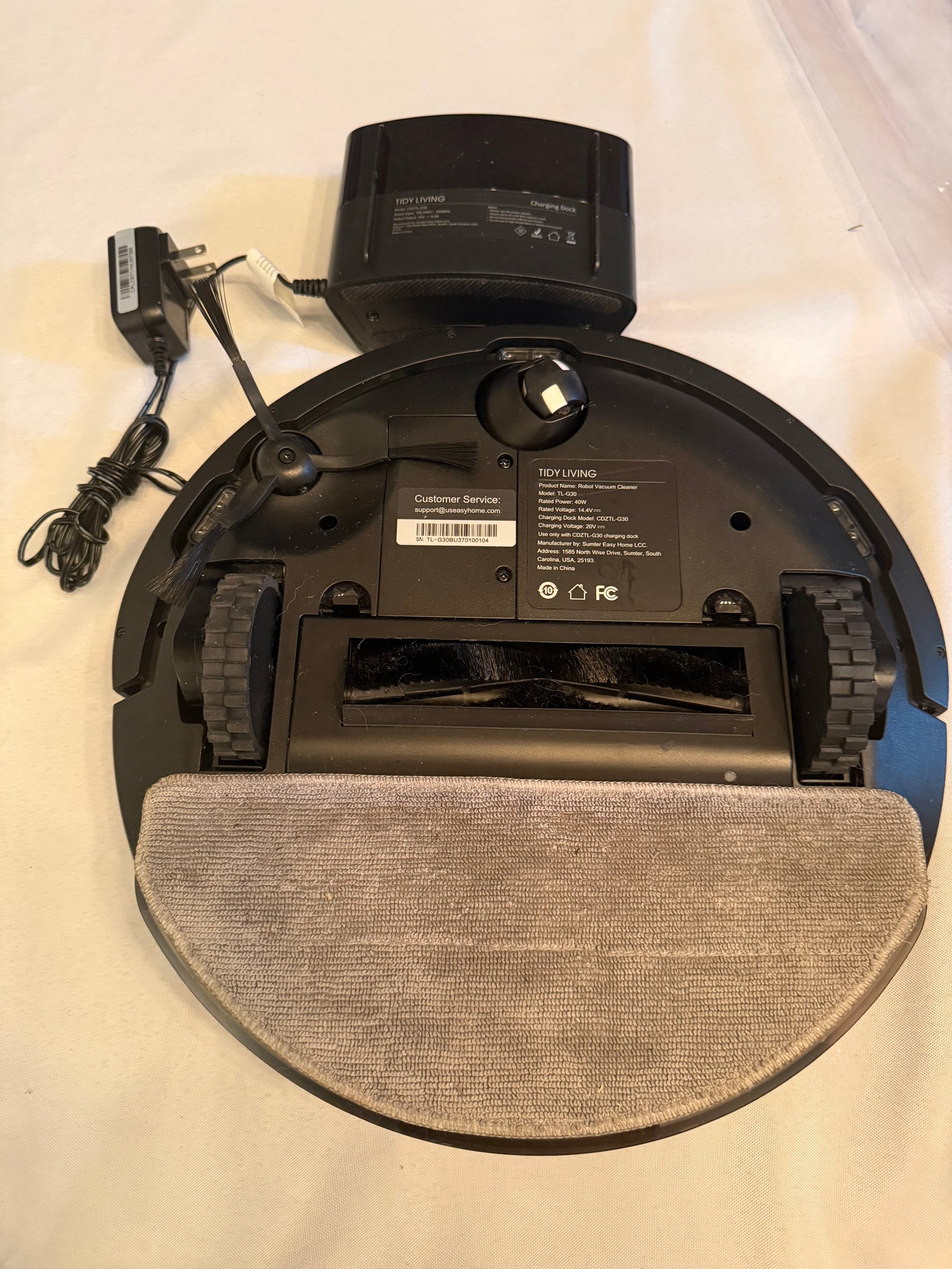 Aspirador de Pó Robô Tidy Living Preto com Base